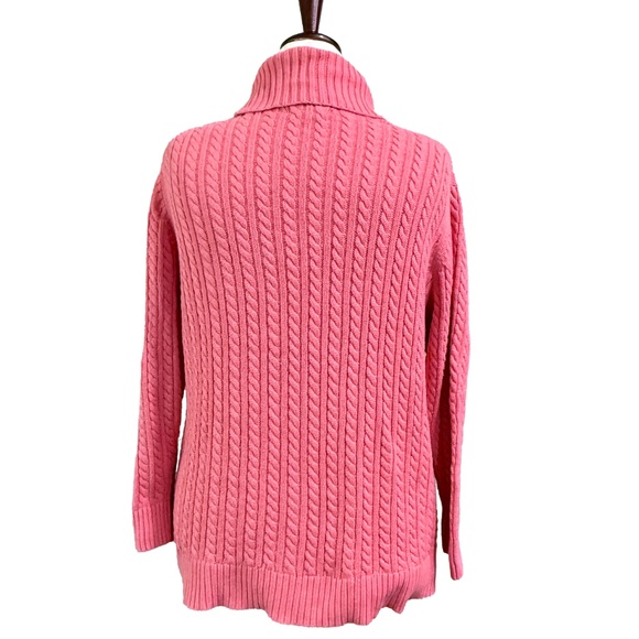 Plus Size 1X Amazon Essentials Cable Turtleneck Sweater — Coral Pink - Picture 5 of 6